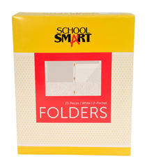 FOLDER 2-POCKET W/FASTENERS WHITE PACK OF 25 SCHOOL SMART