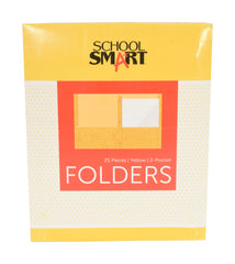 FOLDER 2-POCKET W/FASTENERS YELLOW PACK OF 25 SCHOOL SMART