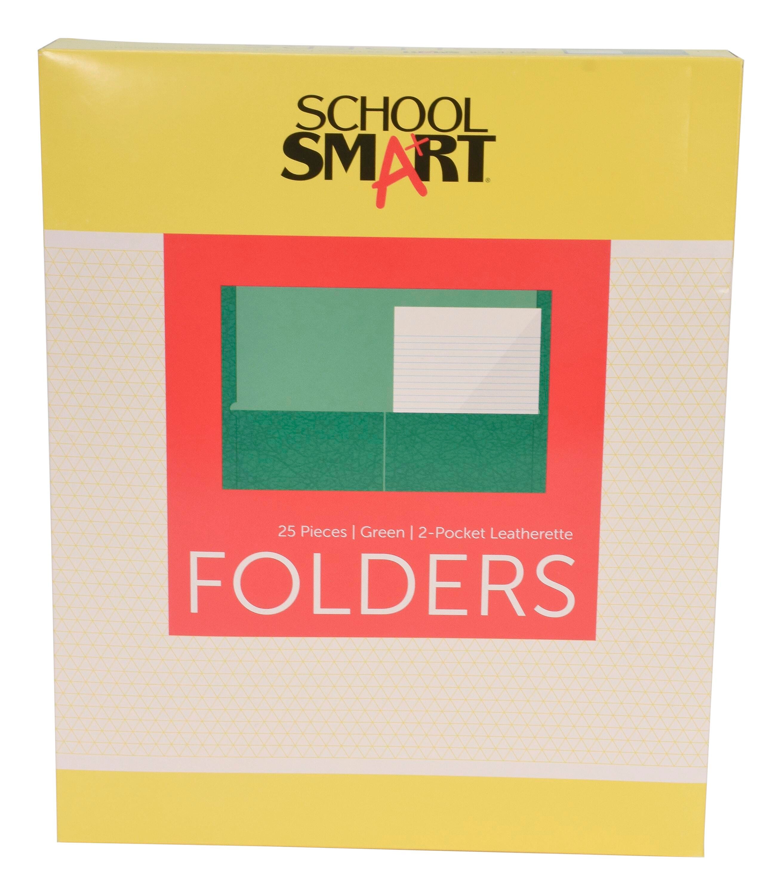 FOLDER 2-POCKET GREEN PACK OF 25 - SCHOOL SMART