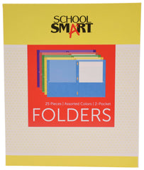 FOLDER 2-POCKET W/FASTENERS ASST PACK OF 25 SCHOOL SMART