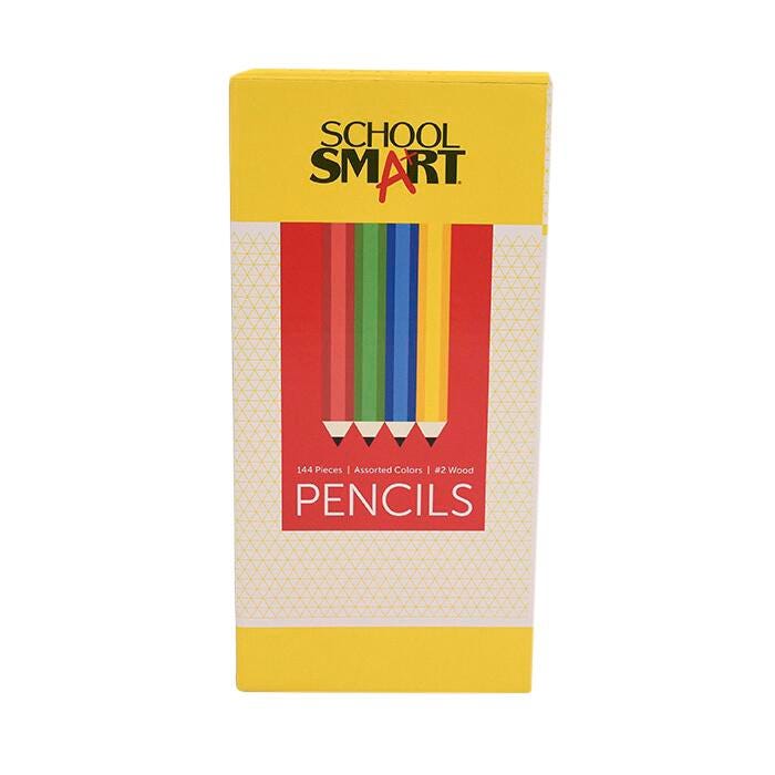 PENCIL #2 ASSORTED COLORS PACK OF 144 - SCHOOL SMART
