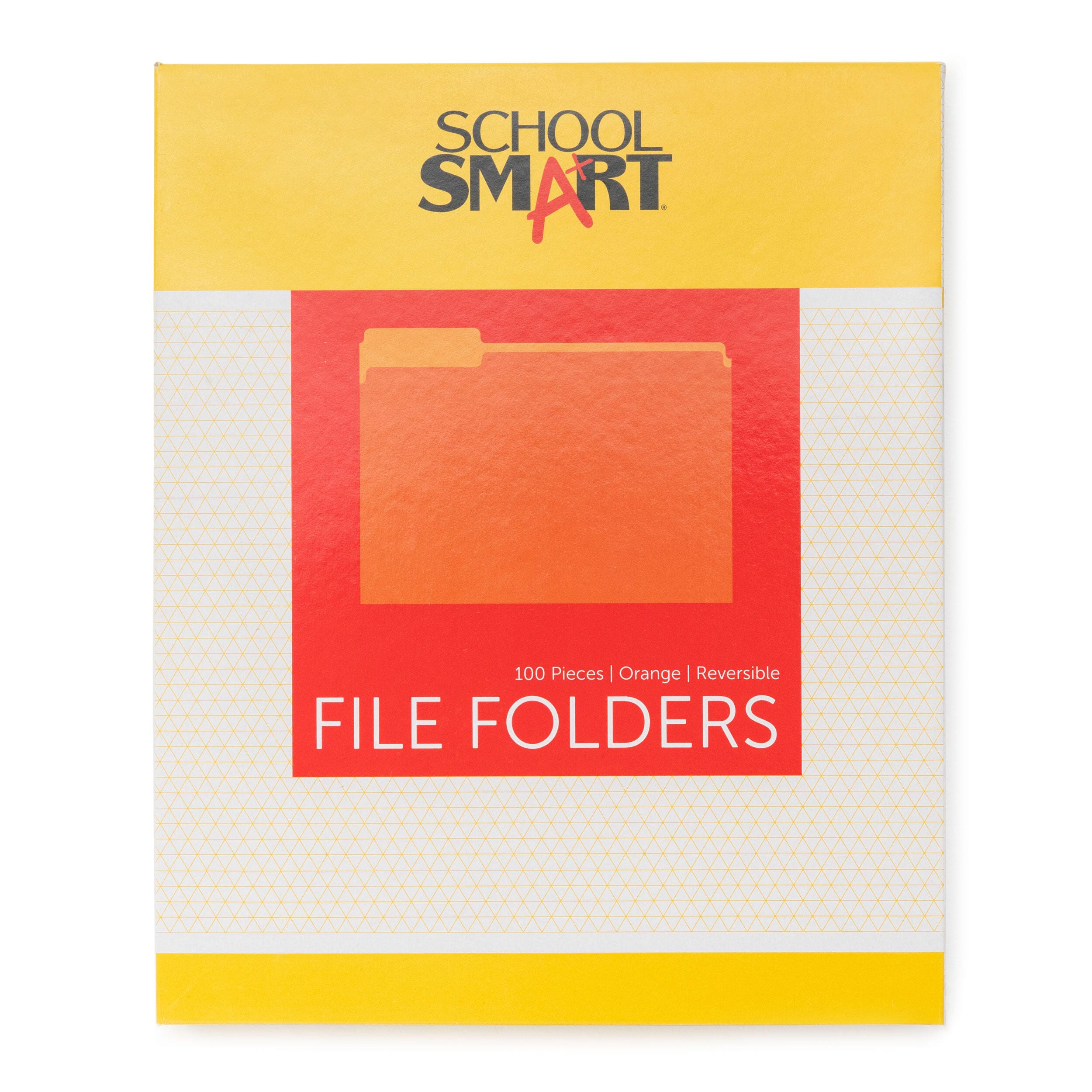 FILE FOLDER REVERSIBLE SCHOOL SMART LETTER 1/3 CUT ORANGE PK OF 100