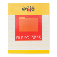 FILE FOLDER REVERSIBLE SCHOOL SMART LETTER 1/3 CUT ORANGE PK OF 100