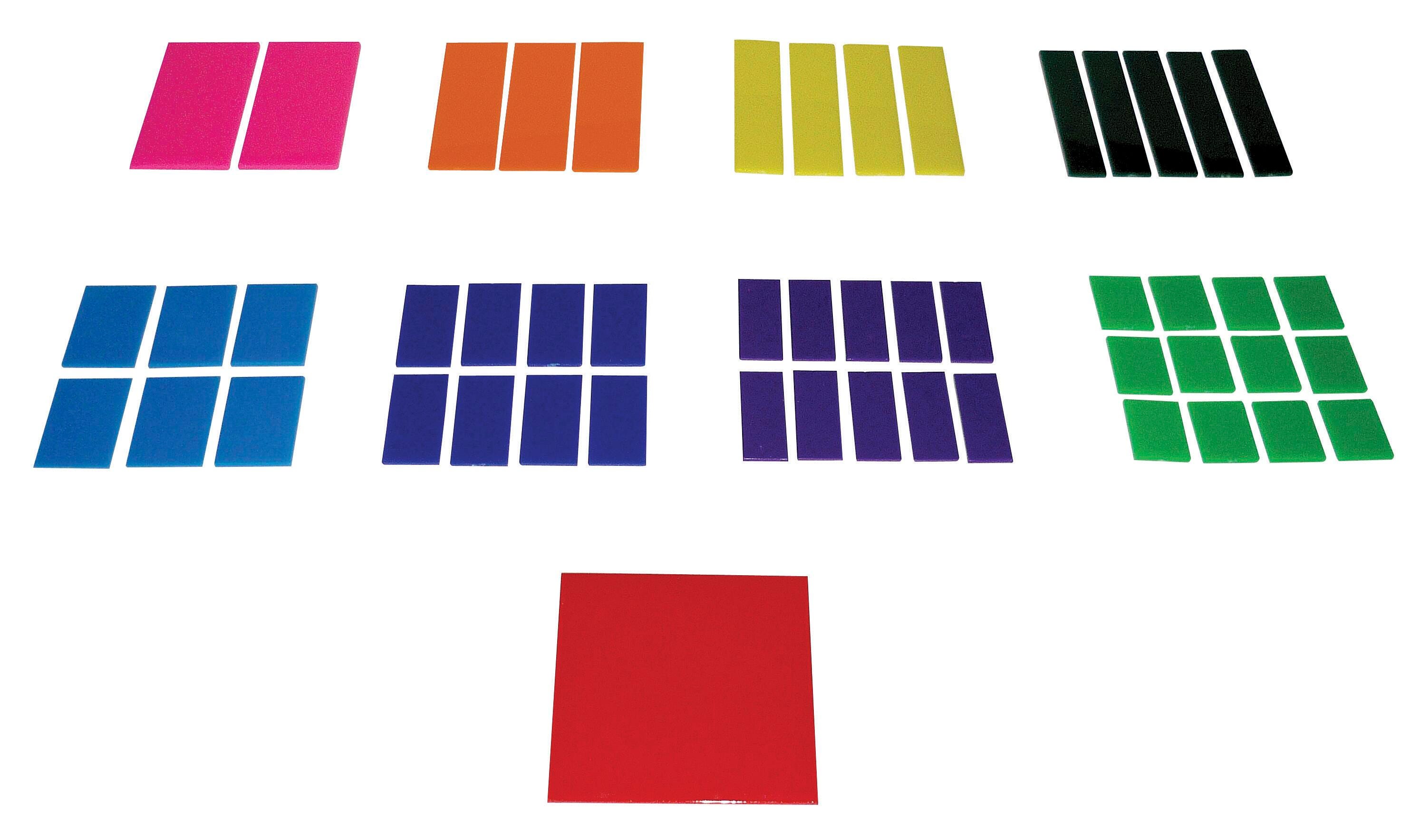 FRACTION SQUARES - PLASTIC 3X3 COLOR CODED S/51