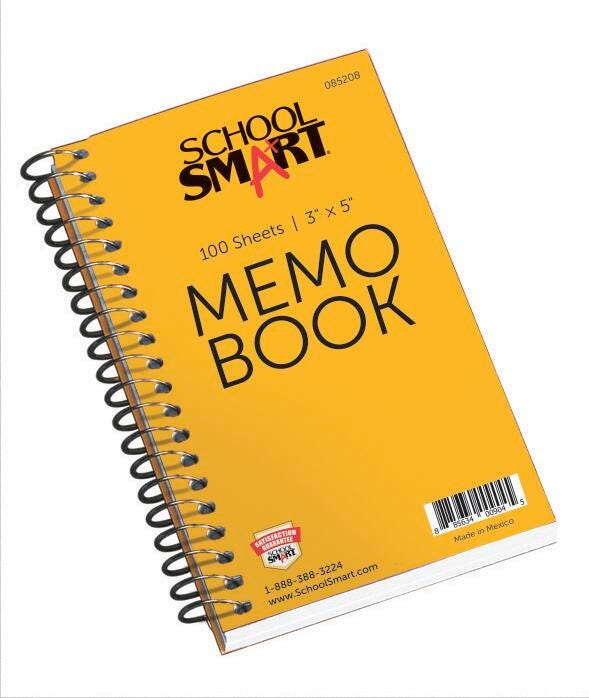 NOTEBOOK MEMO 3X5 SIDE OPEN 100-SHTS SCHOOL SMART