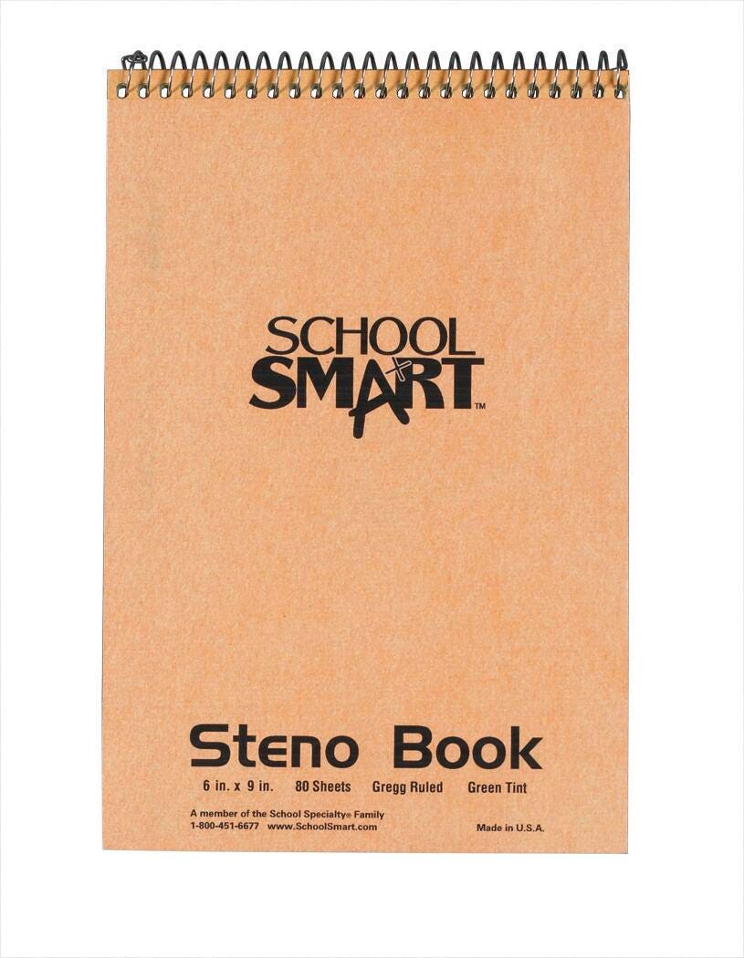 NOTEBOOK STENO 6X9 GREGG RULED WHITE 80 SHTS SCHOOL SMART