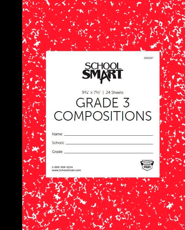 PAPER COMP BOOK 9.75X7.5 RED GRADE 3 24 SHTS SCHOOL SMART