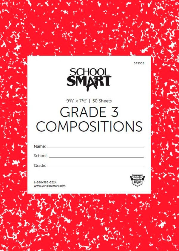 PAPER COMP BOOK 9.75X7.5 RED GRADE 3 50 SHTS SCHOOL SMART