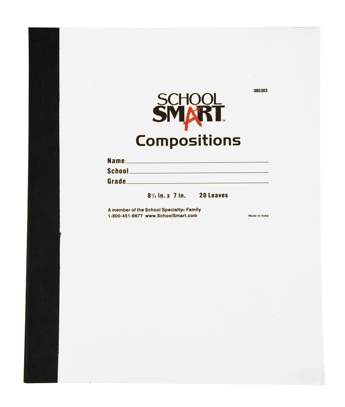 PAPER COMP BOOK 8.5X7 NO MARGIN 20 SHTS SCHOOL SMART