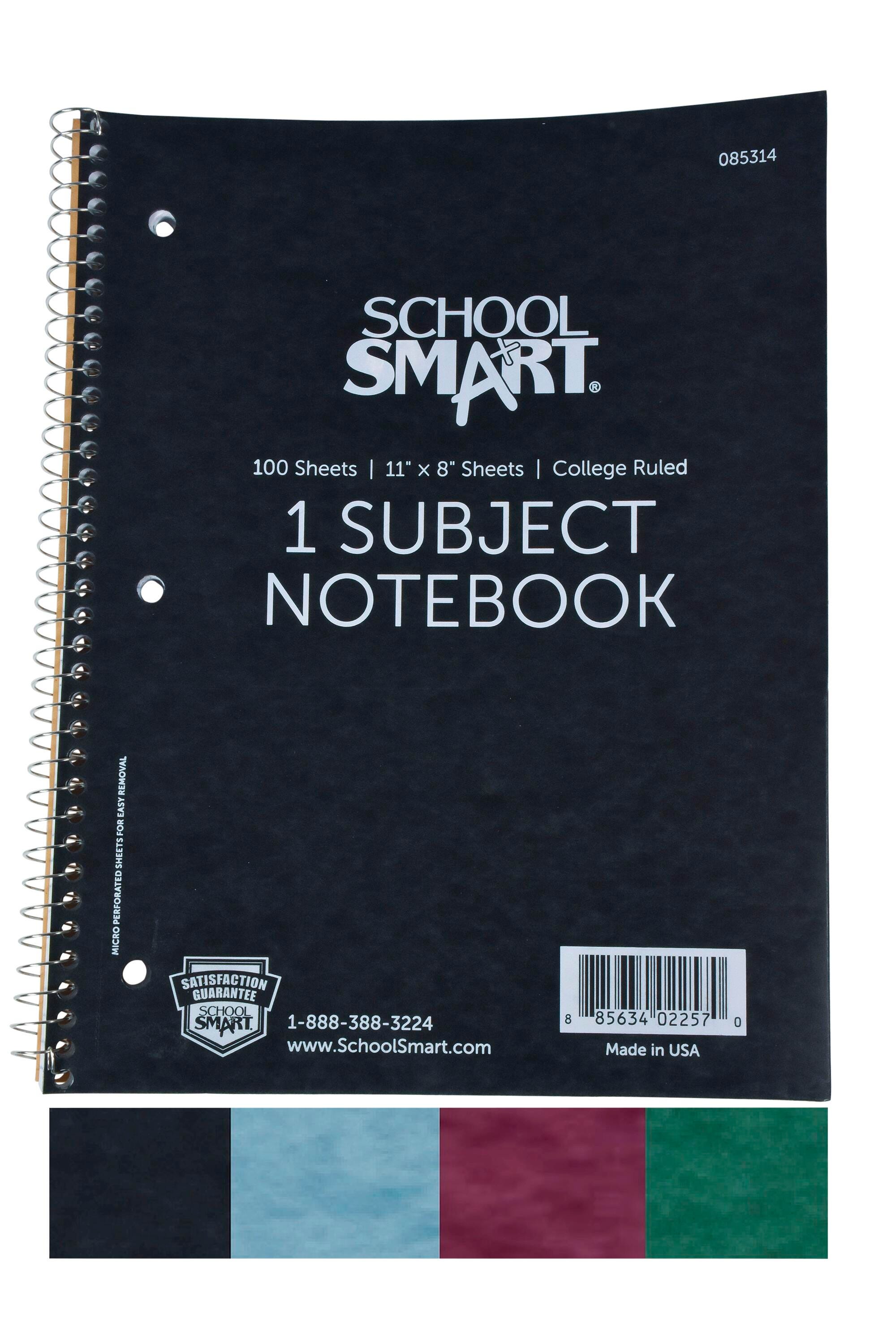 PAPER NOTEBOOK 1 SUBJECT 11X8.5 100 SHEET W/PERF SCHOOL SMART