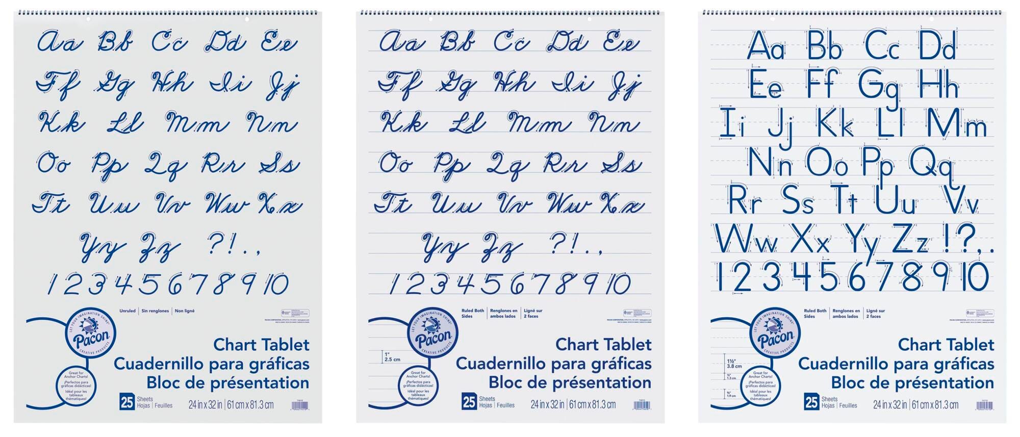 PAPER CHART TABLET ASST RULE 24X32 PACK OF 12
