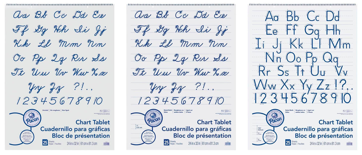 PAPER CHART TABLET ASST RULE 24X32 PACK OF 12