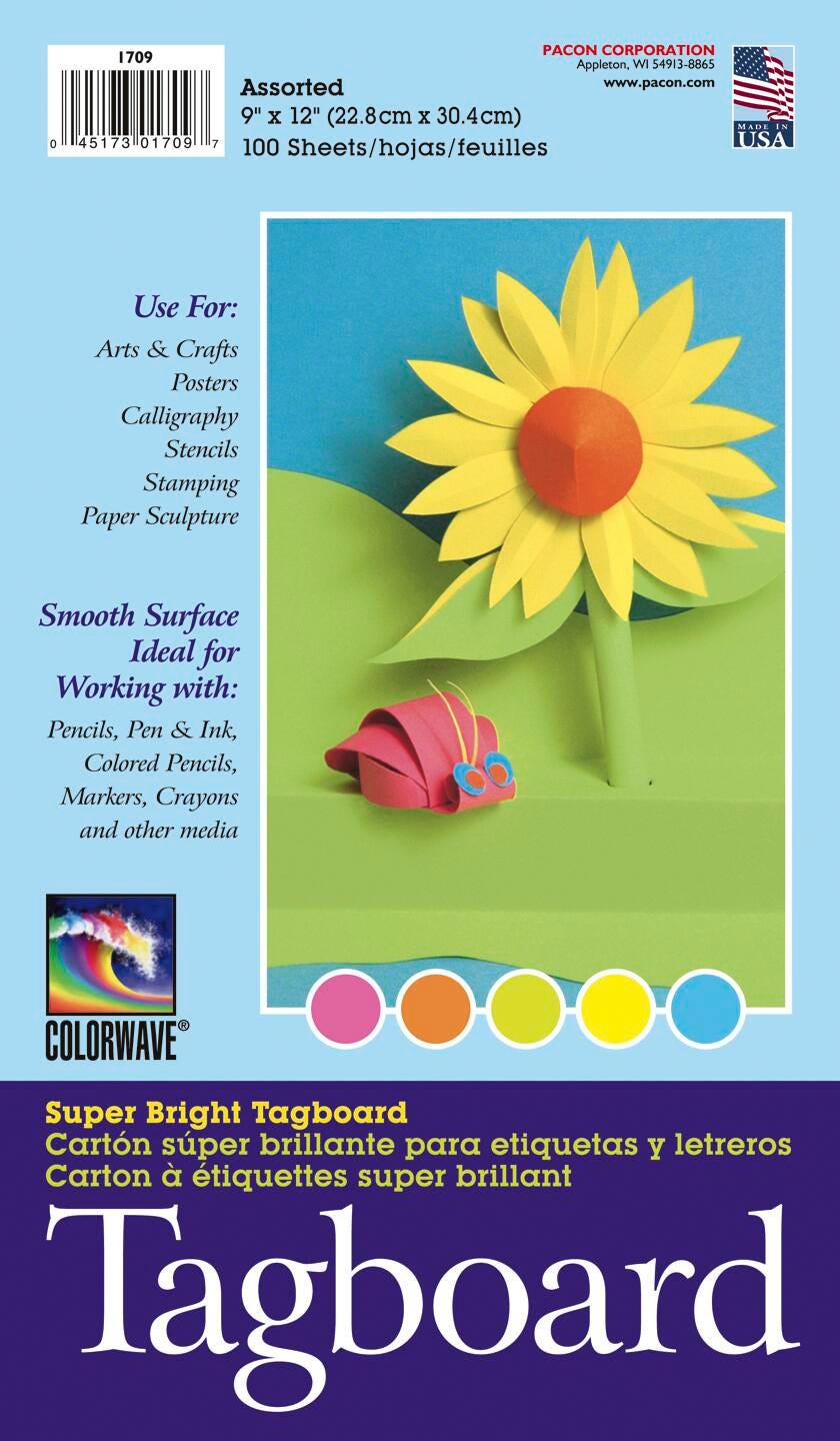 TAGBOARD BRIGHT PACON 9X12 100 SHTS