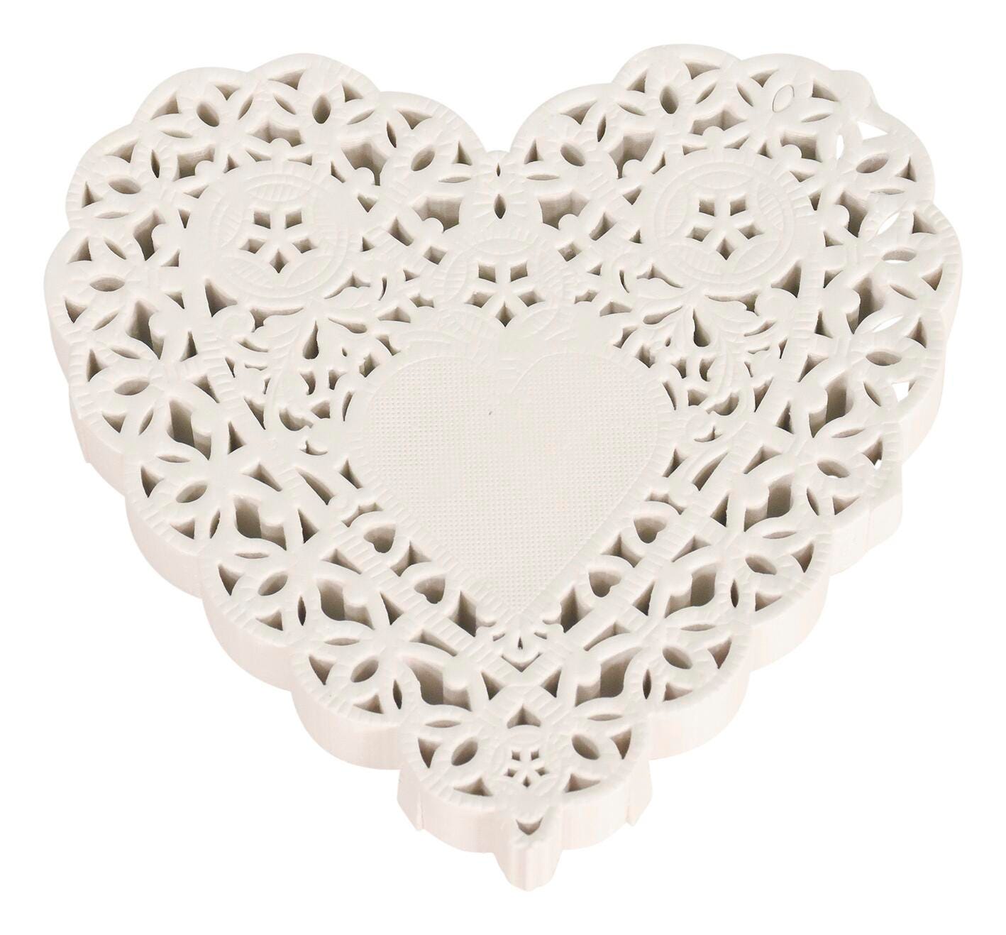 PAPER DOILIE HEART 4 INCH WHITE PK OF 100 SCHOOL SMART