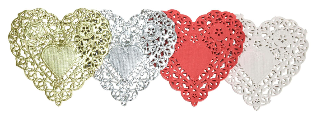 PAPER DOILIE HEART 6 INCH ASST COLORS PK OF 100 SCHOOL SMART