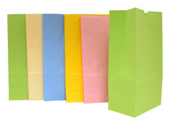 PAPER BAG FLAT BOTTOM 6X11 IN PASTEL COLORS PK OF 28 SCHOOL SMART