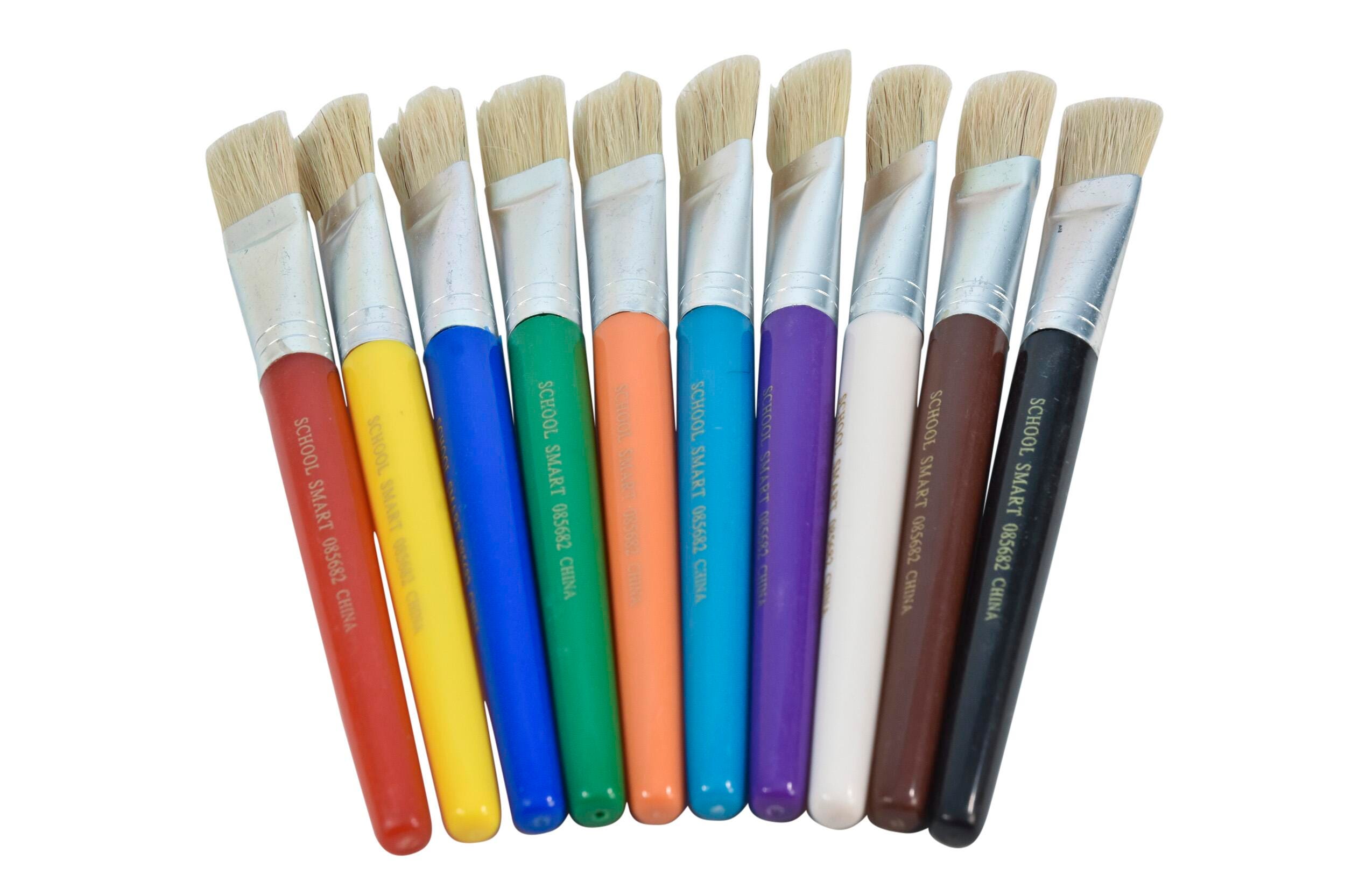 BRUSH STUBBY FLAT 7 ASST COLORS - SCHOOL SMART SET OF 10