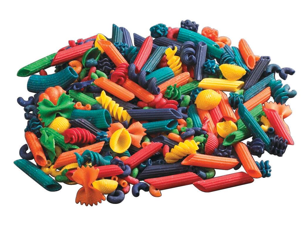 NOODLES COLORED ASSORTED SIZE/COLOR BAG OF 1 LB