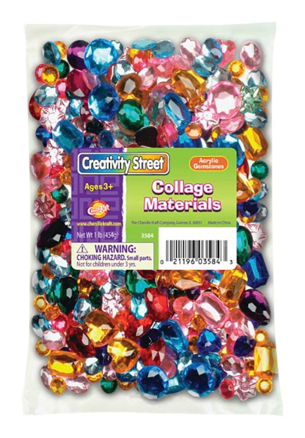GEMSTONES ACRYLIC ASSORTED SHAPES/COLORS 1 LB