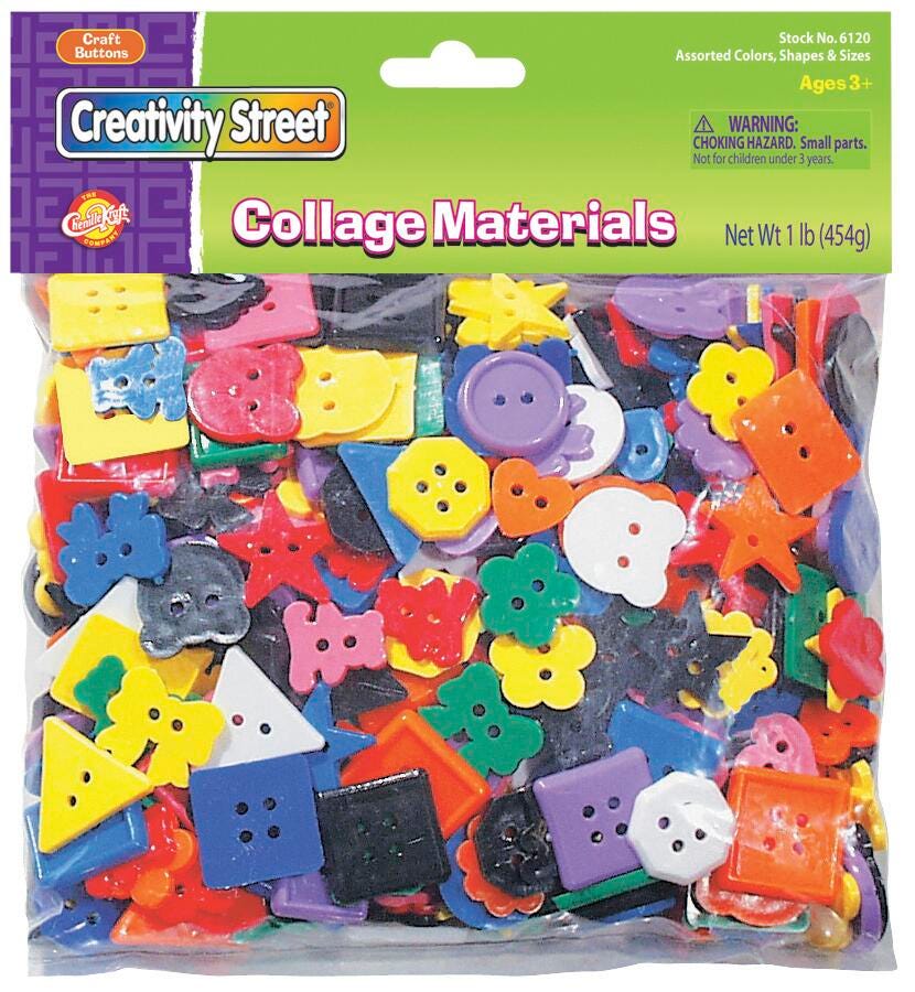 BUTTONS CRAFT ASSORTED BRIGHT 1 LB BAG