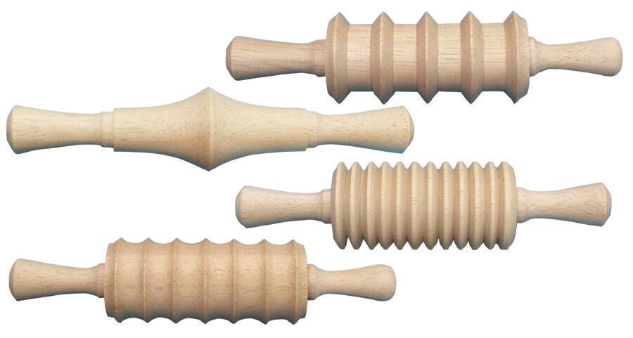 ROLLING PIN WOOD PATTERN SET OF 4