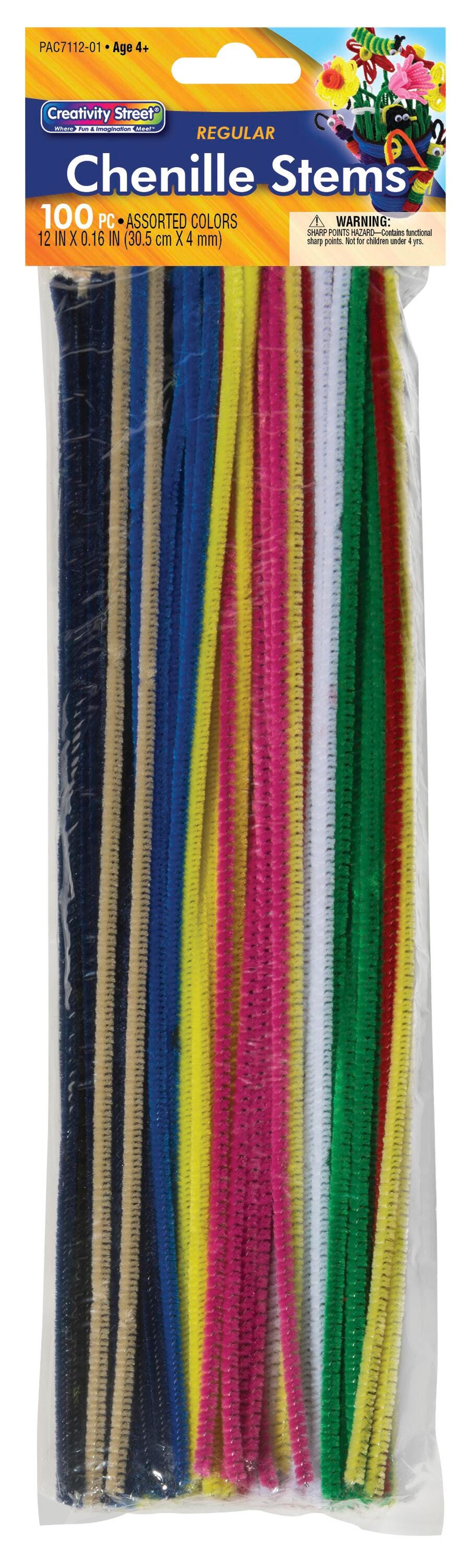 CHENILLE STEMS 12 INCH ASSORTED COLORS SET OF 100
