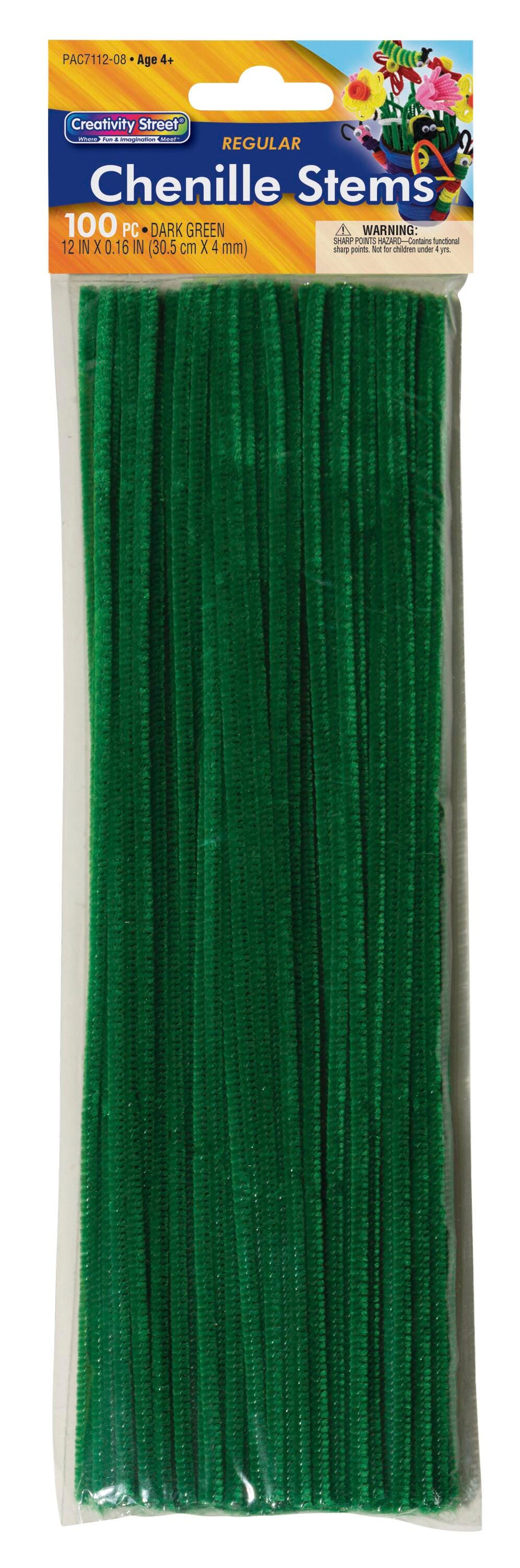 CHENILLE STEMS 12 INCH DARK GREEN PACK OF 100