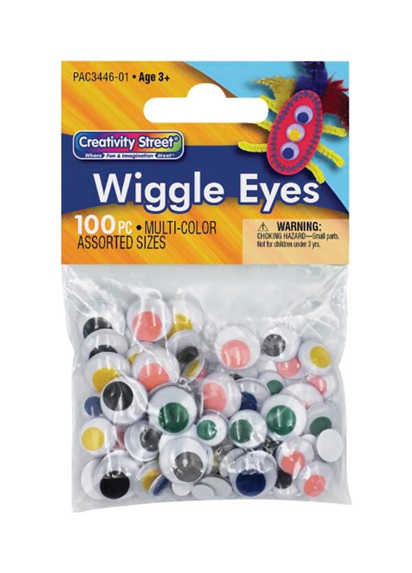 WIGGLE EYES ROUND ASSORTED SIZE/COLOR SET OF 100