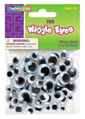 WIGGLE EYES ROUND ASSORTED SIZE BLACK SET OF 100