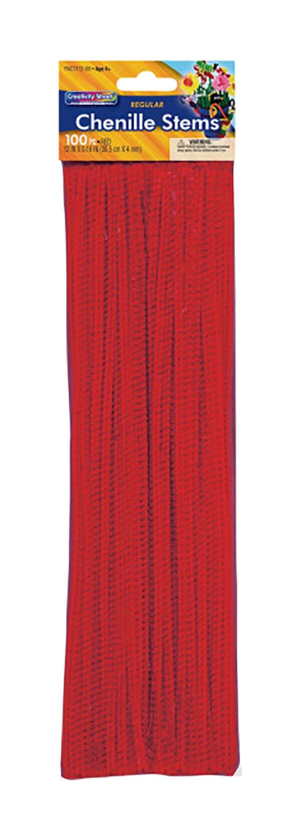 CHENILLE STEMS 12 INCH RED PACK OF 100