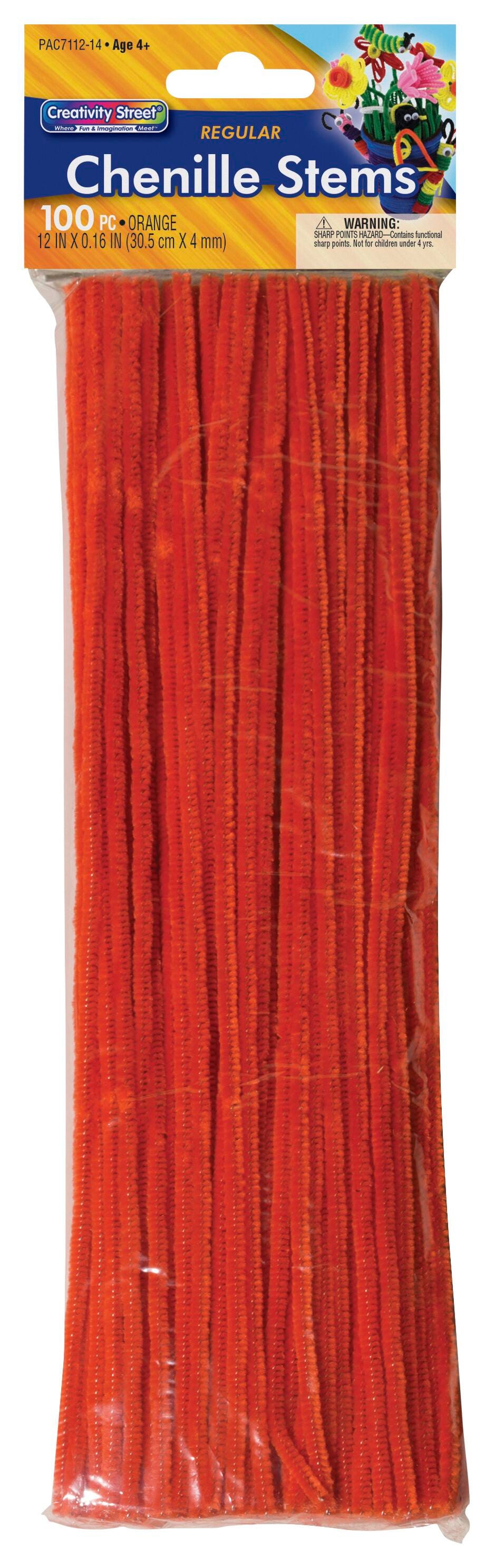 CHENILLE STEMS 12 INCH ORANGE PACK OF 100