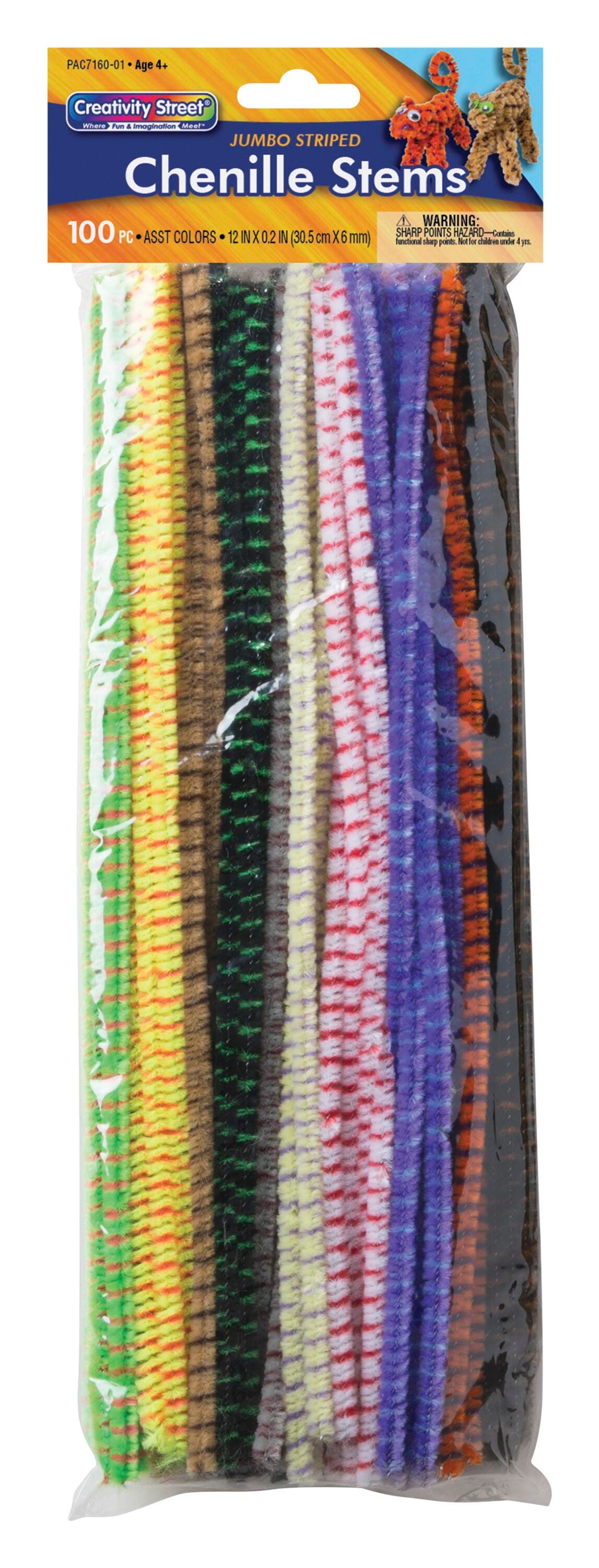 CHENILLE STEMS 12 INCH JUMBO STRIPED STEMS SET OF 100