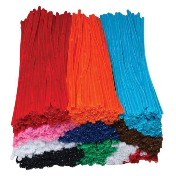 CHENILLE STEMS JUMBO 12 INCH ASSORTED COLOR SET OF 1000