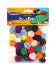 POM PONS 1 INCH ASSORTED BRIGHT HUES SET OF 50