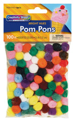 POM PONS 1/2 INCH ASSORTED BRIGHT HUES SET OF 100