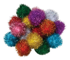 POM PONS 2 INCH ASSORTED GLITTER COLORS SET OF 16