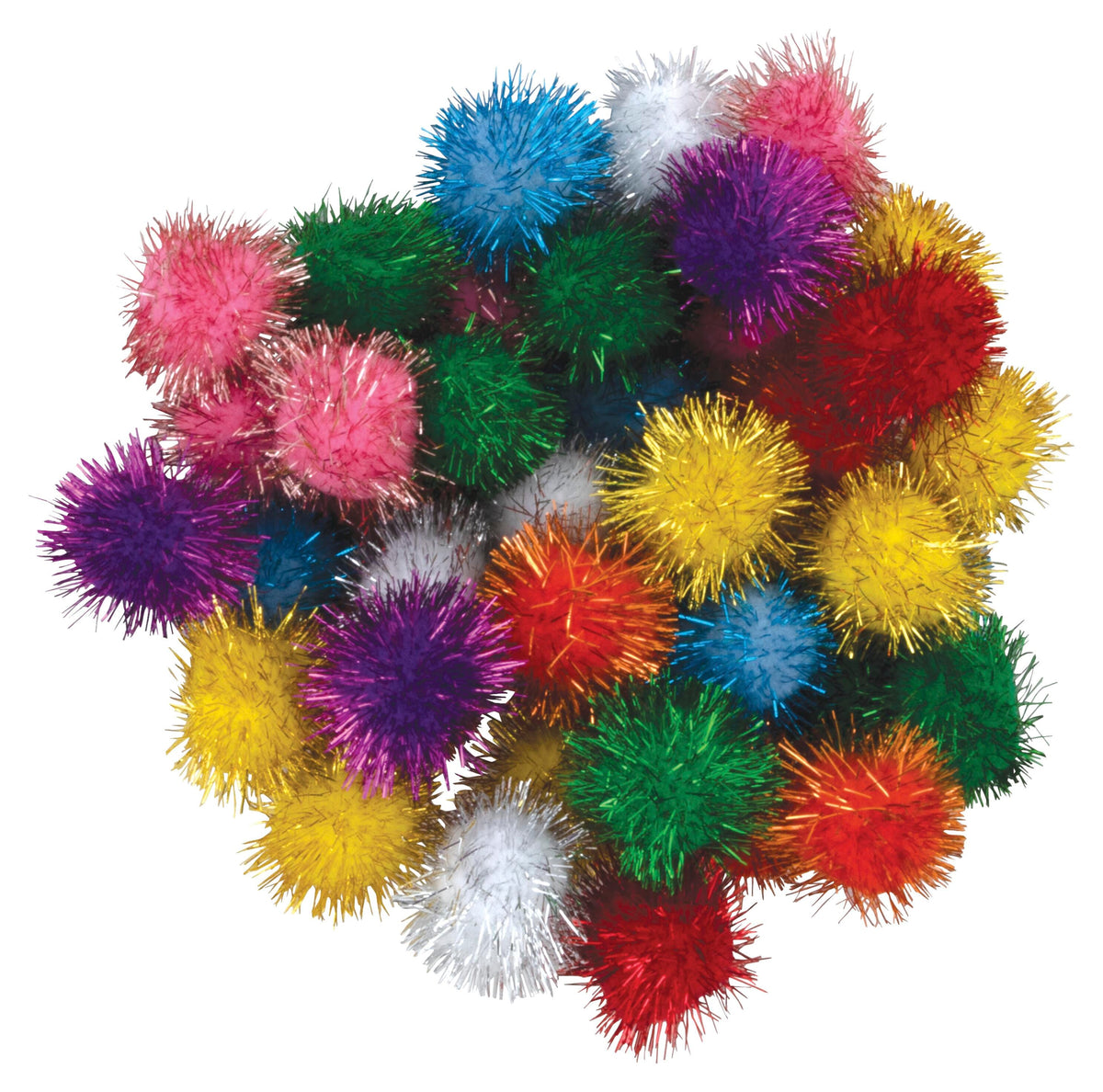 POM PONS 1 INCH ASSORTED GLITTER COLORS SET OF 40
