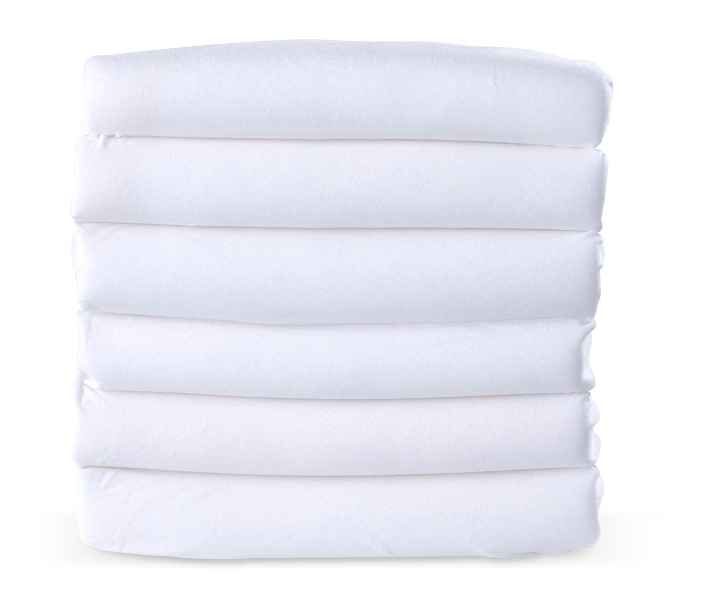 SHEET CRIB SAFEFIT ELASTIC FULL SIZE WHITE PACK OF 6