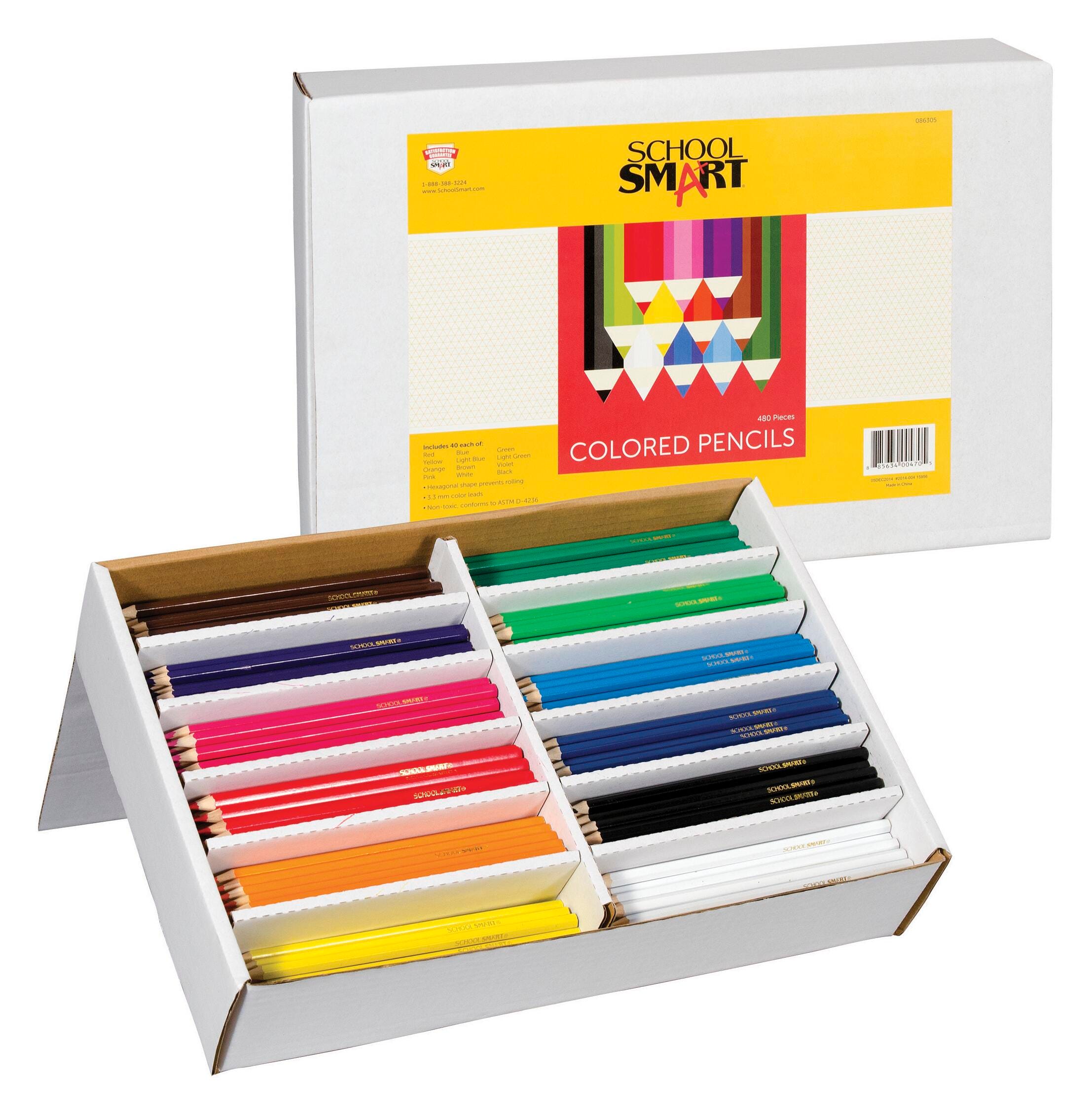 PENCILS COLORED SCHOOL SMART 12-COLOR CLASSROOM PACK SET OF 480