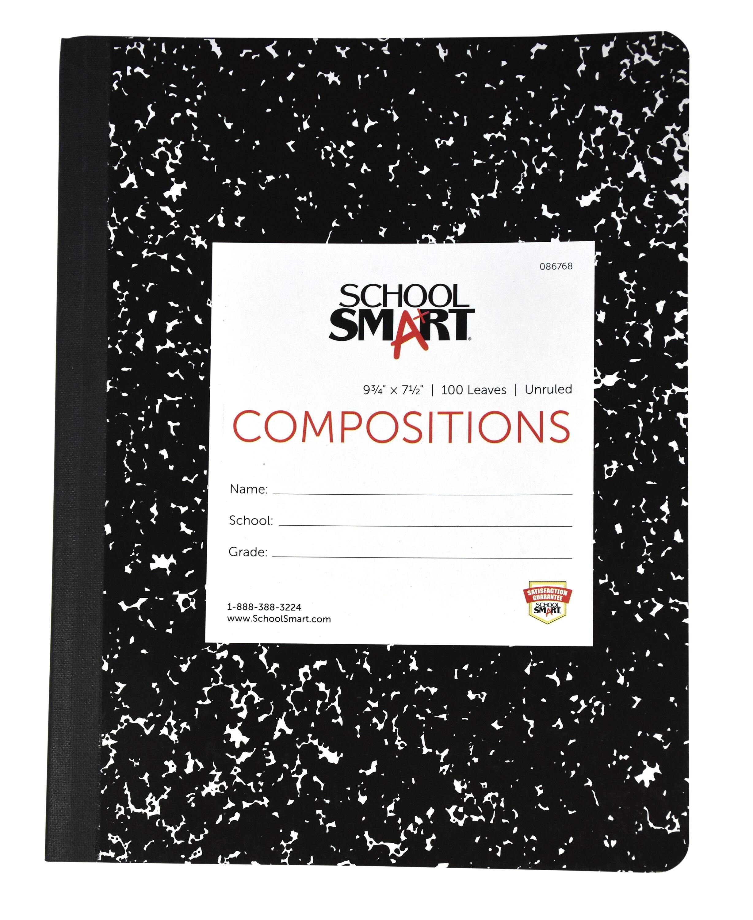 PAPER COMP BOOK HARD 9.75X7.5 UNRULED SCHOOL SMART 100 SHTS