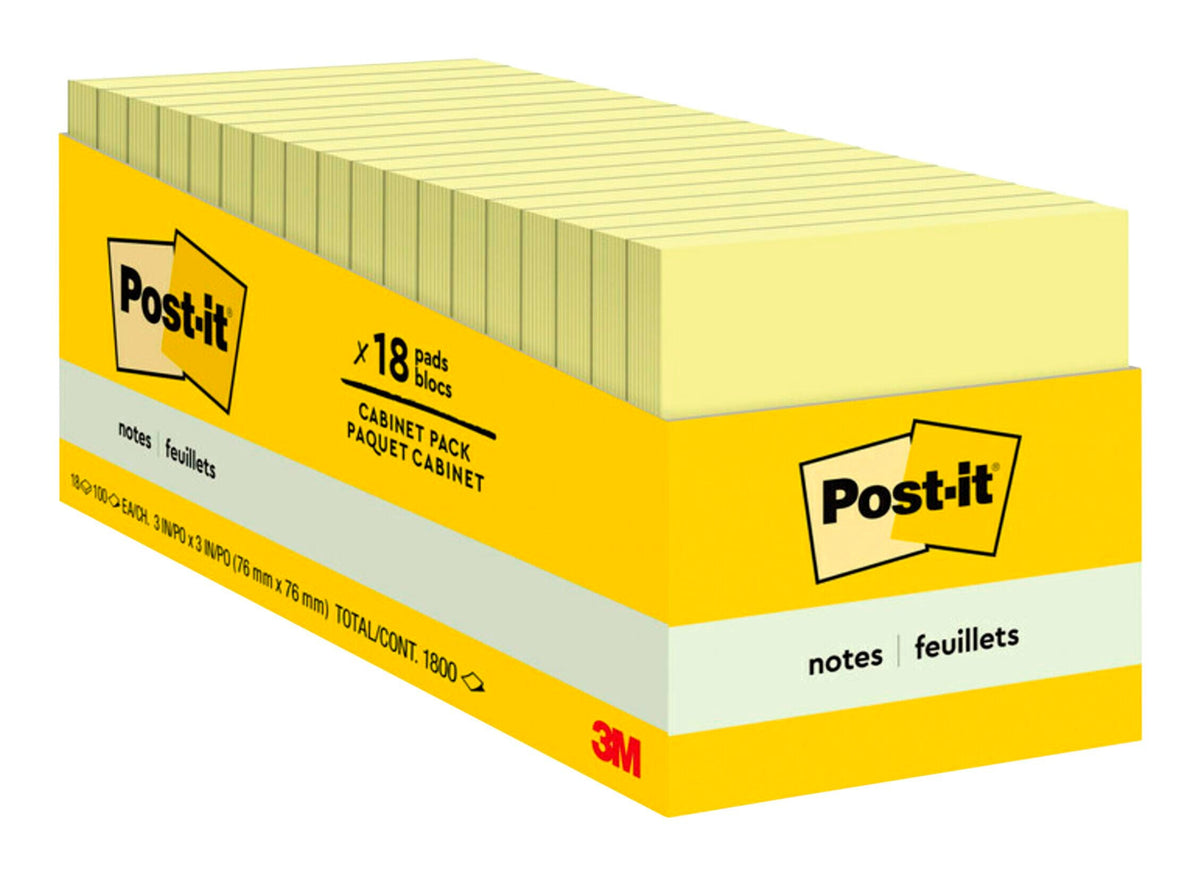 POST-IT NOTE 3X3 CANARY YELLOW PACK OF 18