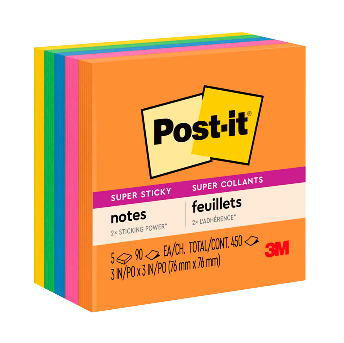 POST-IT NOTE SUPER STICKY 3X3 ENERGY BOOST PACK OF 5