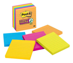 POST-IT NOTE SUPER STICKY 4X4 LINED ENERGY BOOST PACK OF 6