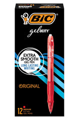 PEN RED GELOCITY RETRACTABLE MEDIUM PACK OF 12
