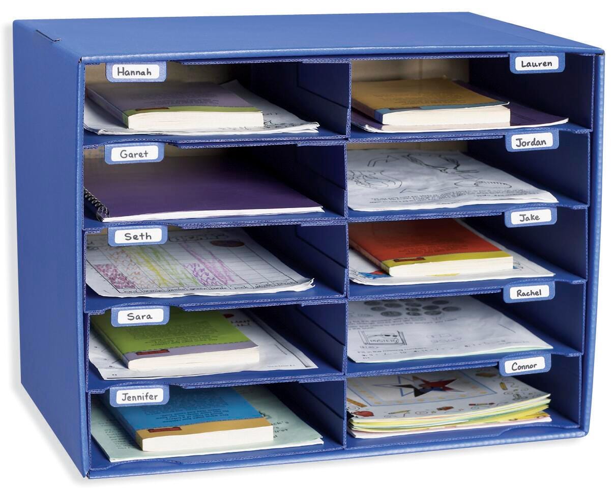 MAILBOX CLASSROOM KEEPER 10 SLOT BLUE