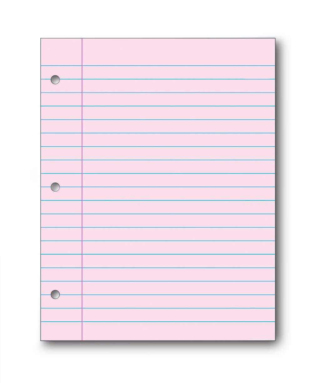 PAPER FILLER 8.5X11 PINK 3/8 RULE PACK OF 100