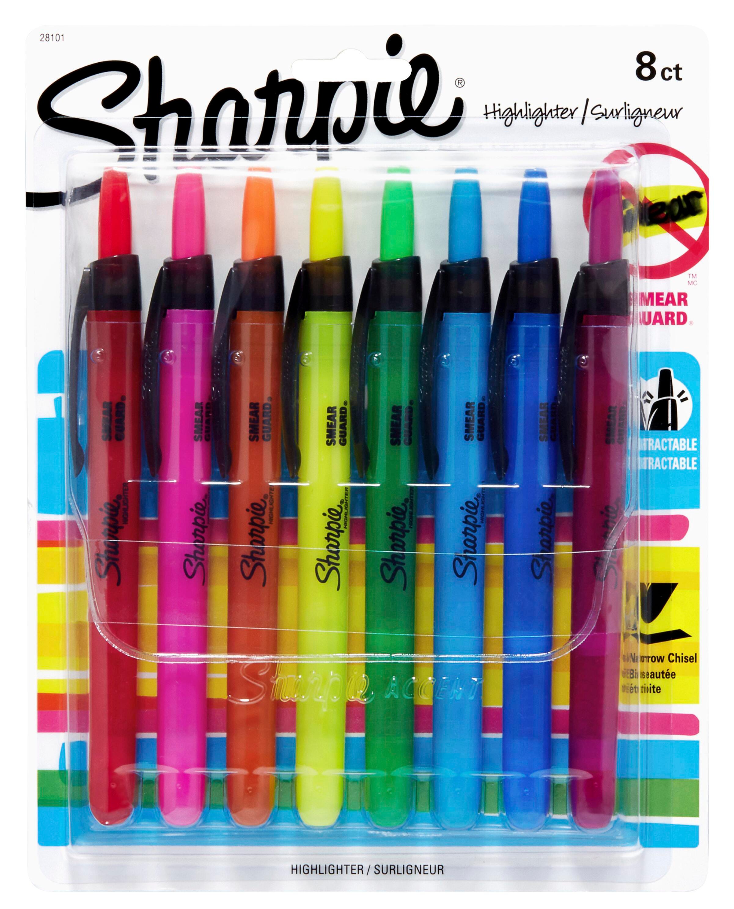 HIGHLIGHTER RETRACTABLE ACCENT ASSORTED SAN28101 SET OF 8