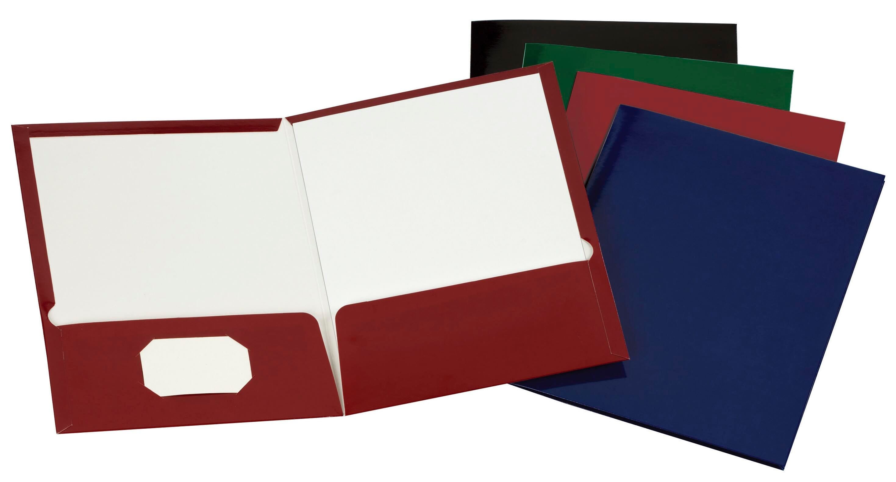 FOLDER 2-POCKET LAMINATED ASST COLORS PACK OF 25