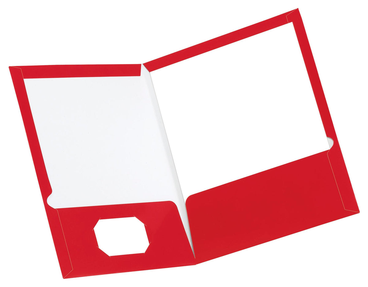 FOLDER 2-POCKET LAMINATED RED PACK OF 25