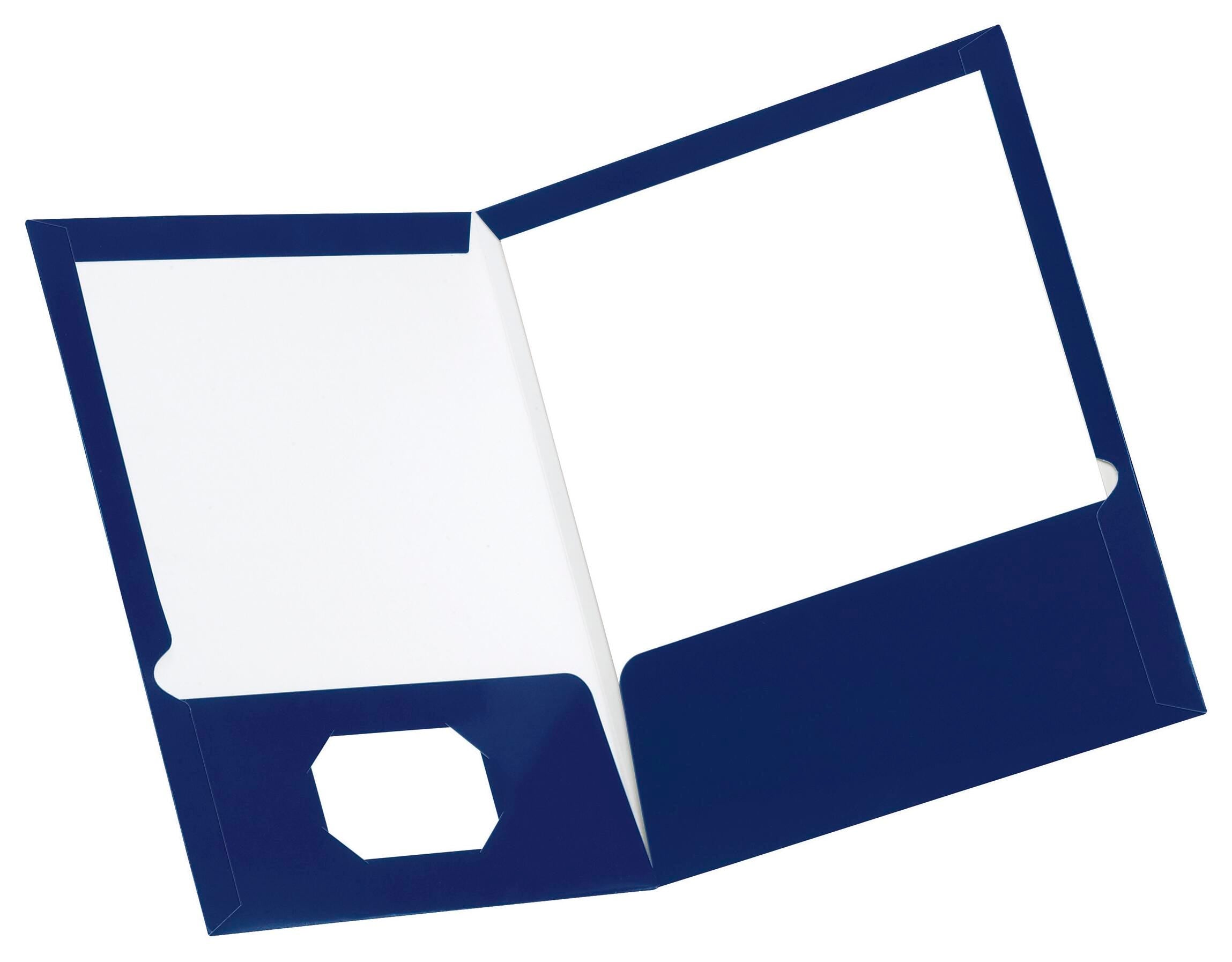 FOLDER 2-POCKET LAMINATED DARK BLUE PACK OF 25